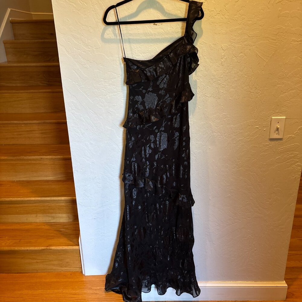 Astr Andrea‎ One Shoulder Maxi Dress Black Shimmer Size S - Picture 6 of 6